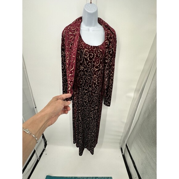Ci Sono Size‎ M/L Crush Velvet  Burgundy Attached  Jacket Formal Holiday Dress - Picture 2 of 11